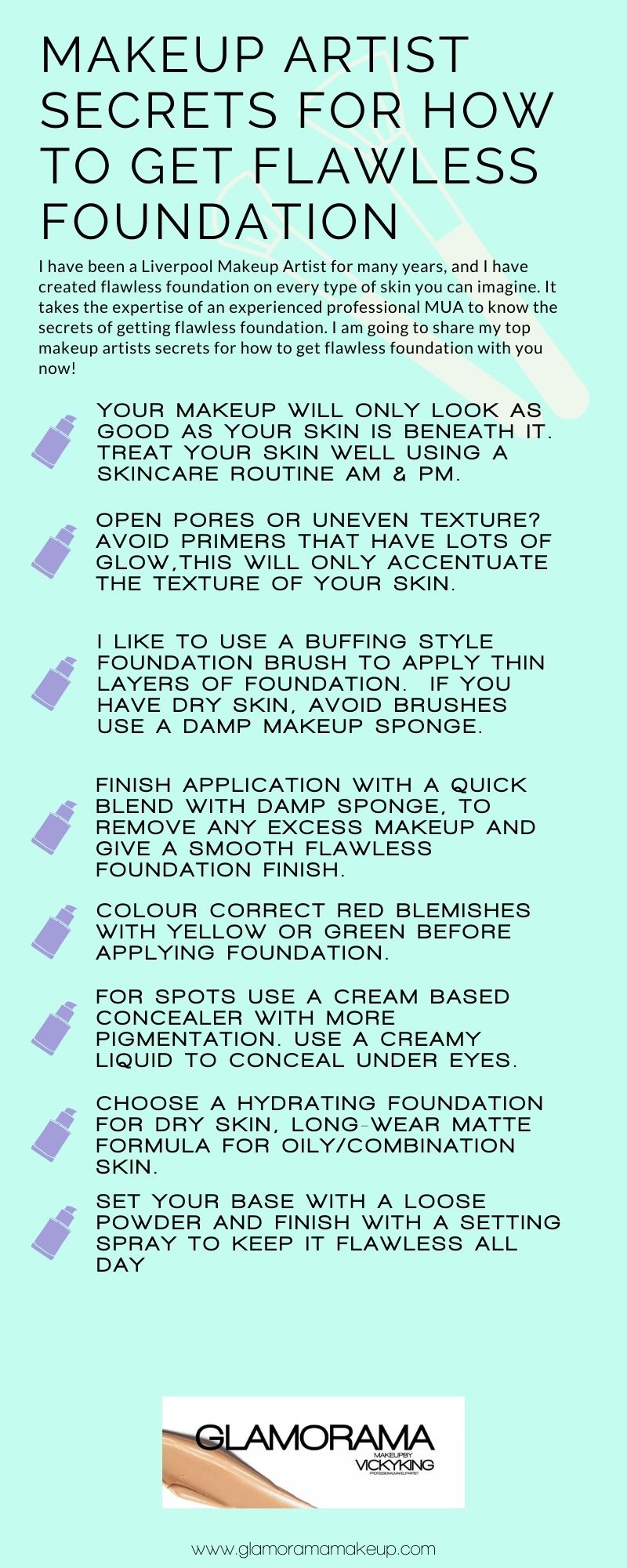 Makeup Artist Secrets for How to Get Flawless Foundation Infographic
